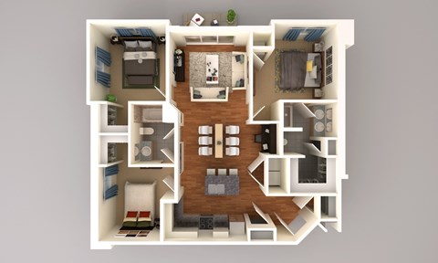 Floor plan for 3 beds, 2 baths, 1360 sqft